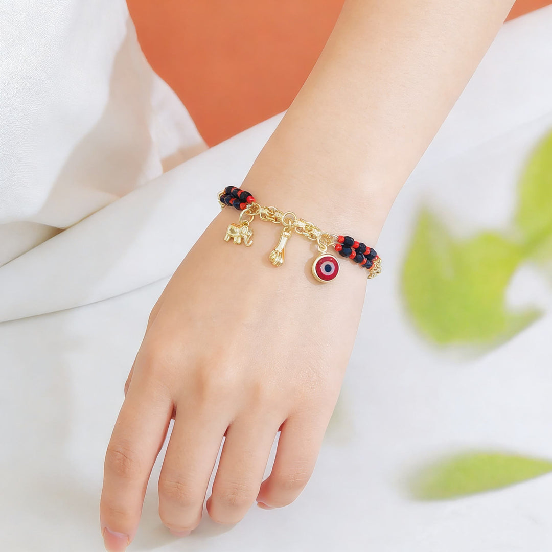 Olivenorma Copper Mixed Bead Multi‑Charm Design Blessing Symbol Bracelet - image 6