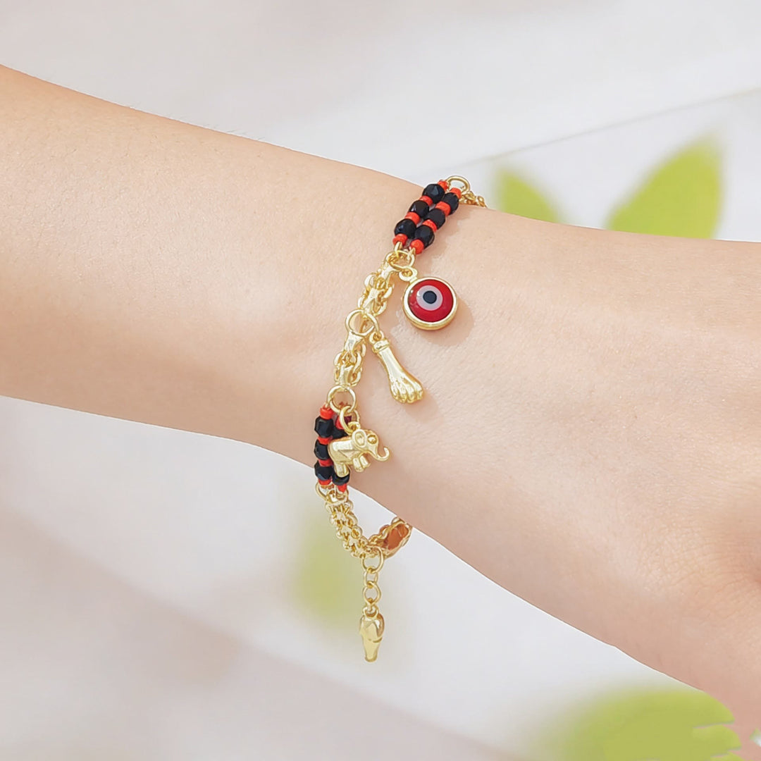 Olivenorma Copper Mixed Bead Multi‑Charm Design Blessing Symbol Bracelet - image 5