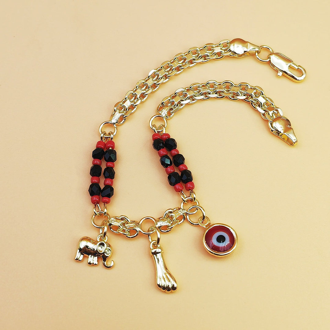 Olivenorma Copper Mixed Bead Multi‑Charm Design Blessing Symbol Bracelet - image 2