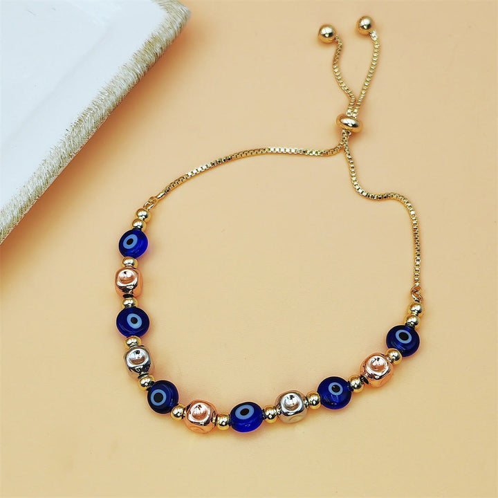 Olivenorma Copper Colorful Evil Eye Bead Design Blessing Symbol Bracelet - Blue - image 2
