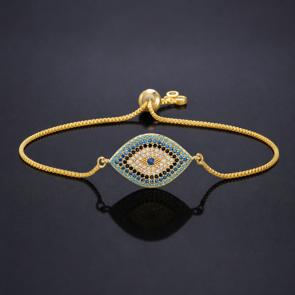Olivenorma Copper Inlaid Evil Eye Design Protection Symbol Bracelet - G - image 7