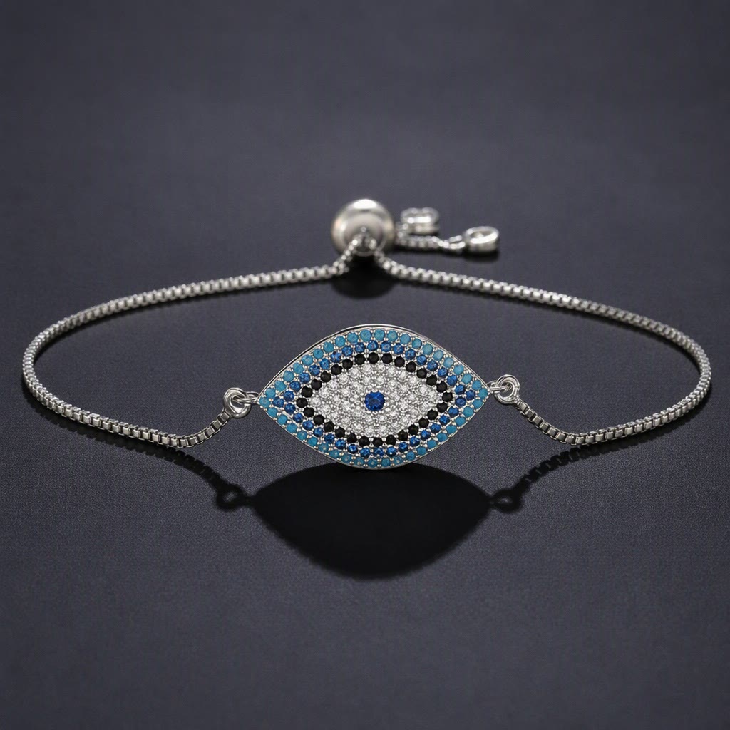 Olivenorma Copper Inlaid Evil Eye Design Protection Symbol Bracelet - E - image 5