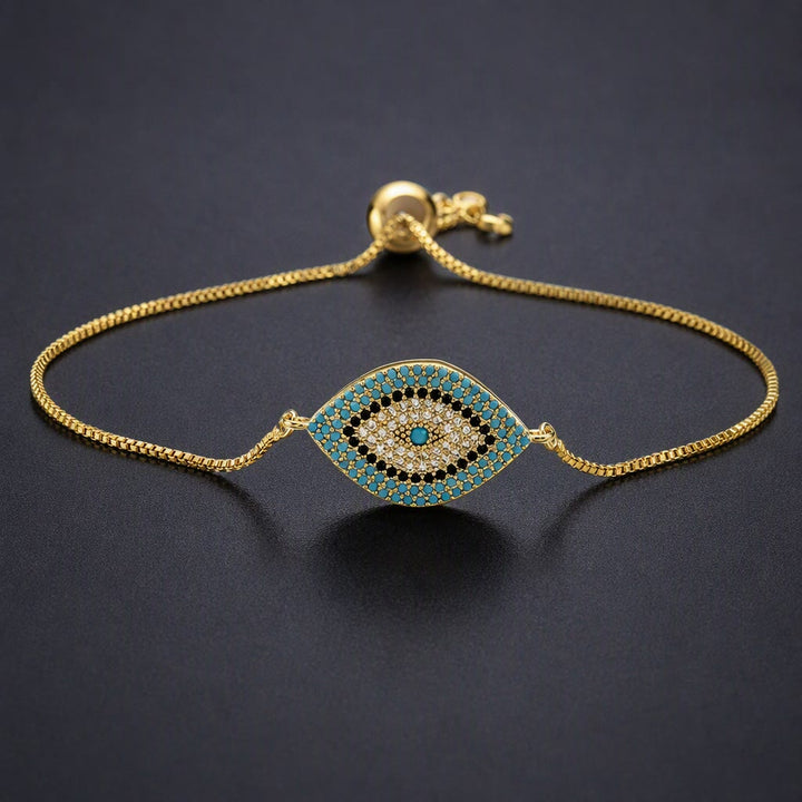 Olivenorma Copper Inlaid Evil Eye Design Protection Symbol Bracelet - C - image 3