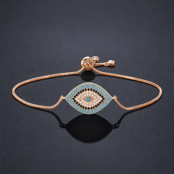 Olivenorma Copper Inlaid Evil Eye Design Protection Symbol Bracelet - D - image 4