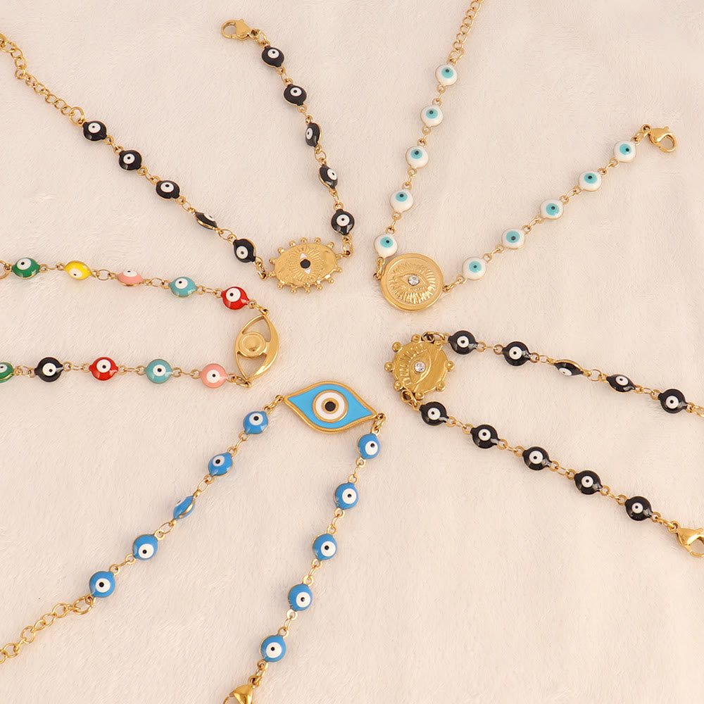 Olivenorma Stainless Steel Multi‑Bead Evil Eye Design Fortune Symbol Bracelet - image 1