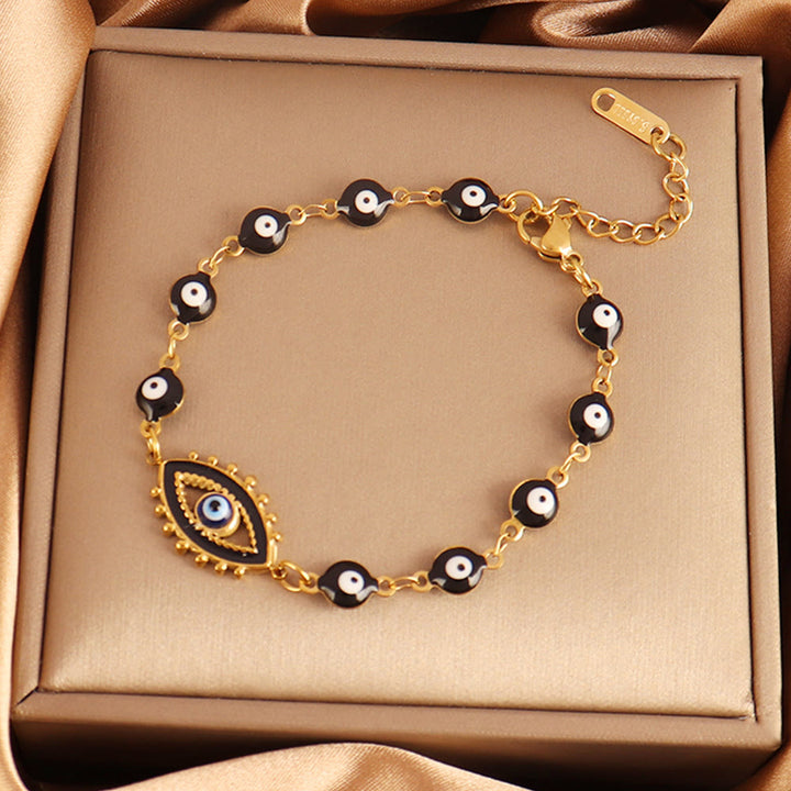 Olivenorma Stainless Steel Multi‑Bead Evil Eye Design Fortune Symbol Bracelet - Black Bead Evil Eye - image 12