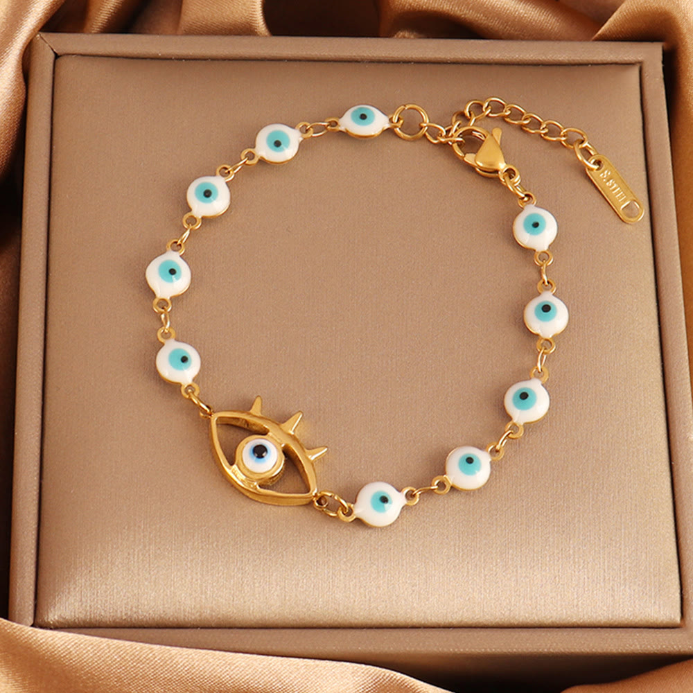 Olivenorma Stainless Steel Multi‑Bead Evil Eye Design Fortune Symbol Bracelet - Sun Pendant Evil Eye - image 5