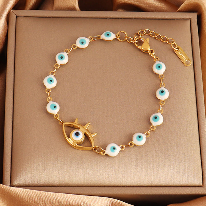 Olivenorma Stainless Steel Multi‑Bead Evil Eye Design Fortune Symbol Bracelet - Sun Pendant Evil Eye - image 5