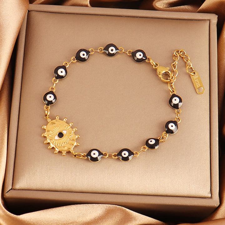 Olivenorma Stainless Steel Multi‑Bead Evil Eye Design Fortune Symbol Bracelet - Sun Gear Charm Evil Eye - image 13