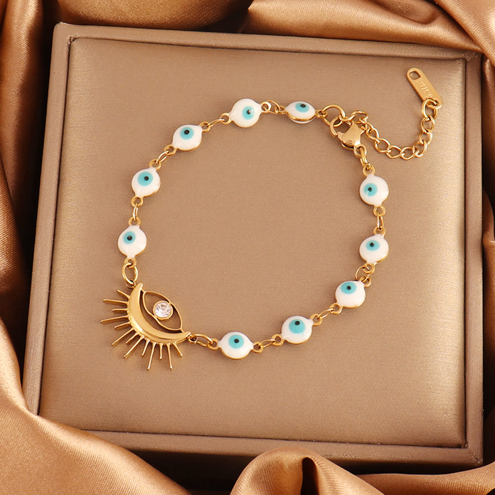 Olivenorma Stainless Steel Multi‑Bead Evil Eye Design Fortune Symbol Bracelet - Ray‑Ornament Evil Eye - image 6