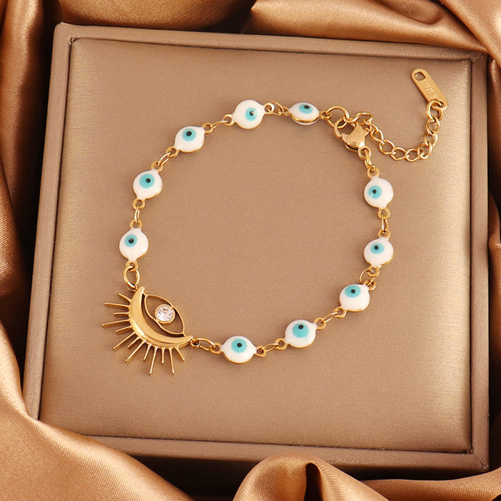 Olivenorma Stainless Steel Multi‑Bead Evil Eye Design Fortune Symbol Bracelet - Ray‑Ornament Evil Eye - image 6