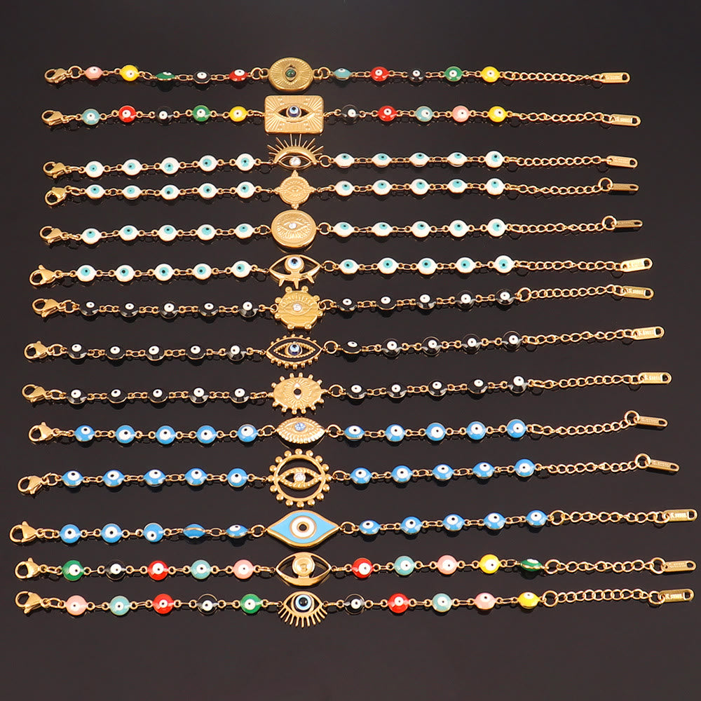 Olivenorma Stainless Steel Multi‑Bead Evil Eye Design Fortune Symbol Bracelet - image 2