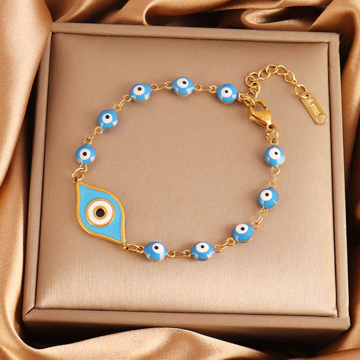 Olivenorma Stainless Steel Multi‑Bead Evil Eye Design Fortune Symbol Bracelet - Eye‑Shaped Blue Bead Evil Eye - image 15