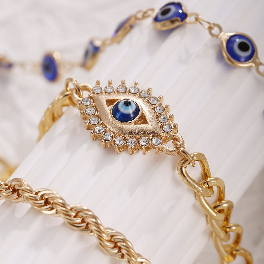 Olivenorma Alloy Rhinestone Evil Eye Charm Design Blessing Symbol Bracelet - image 3