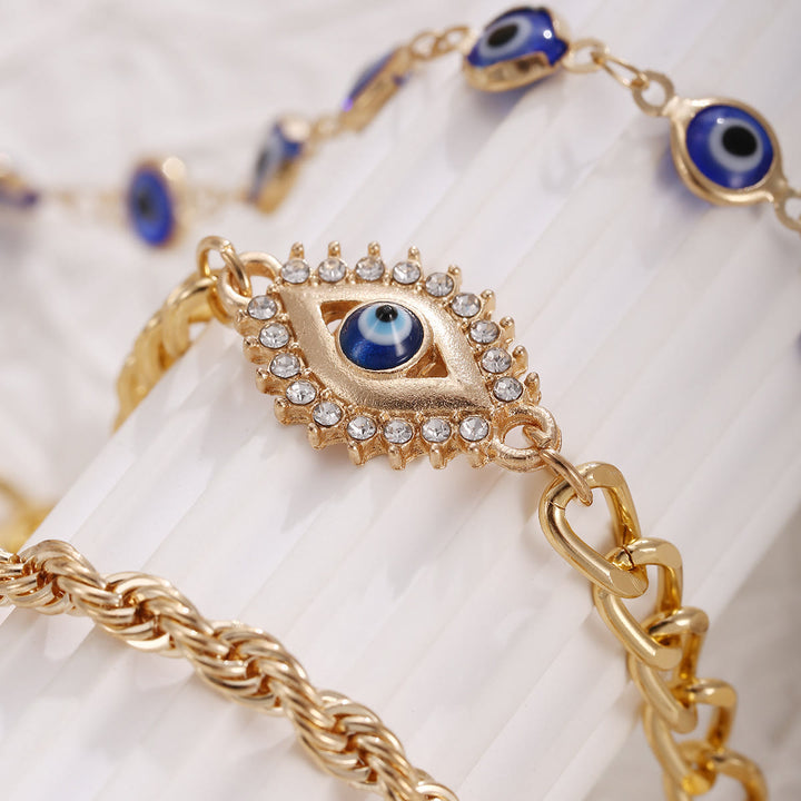 Olivenorma Alloy Rhinestone Evil Eye Charm Design Blessing Symbol Bracelet - image 3