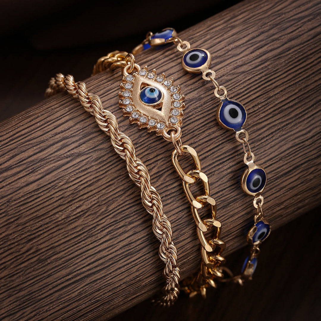 Olivenorma Alloy Rhinestone Evil Eye Charm Design Blessing Symbol Bracelet - image 1