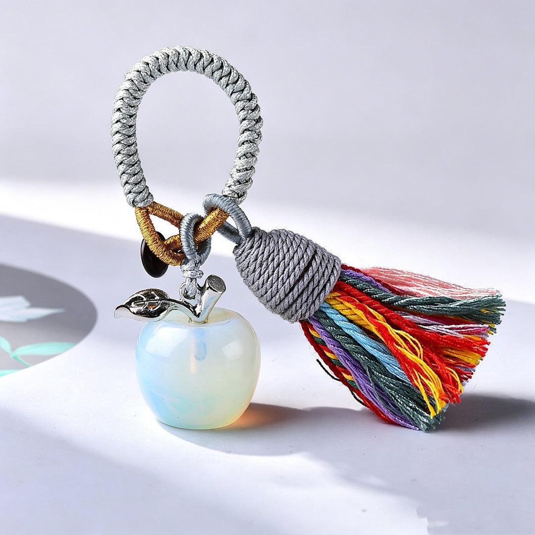 Olivenorma Crystal Apple‑Shaped Tassel Design Blessing Symbol Keychain - Synthetic Opal - image 33