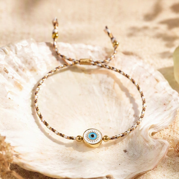 Olivenorma Cotton Thread Braided Evil Eye Charm Good Luck Protection Bracelet - Brown - image 3