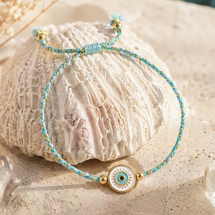 Olivenorma Cotton Thread Braided Evil Eye Charm Good Luck Protection Bracelet - Lake Blue - image 12