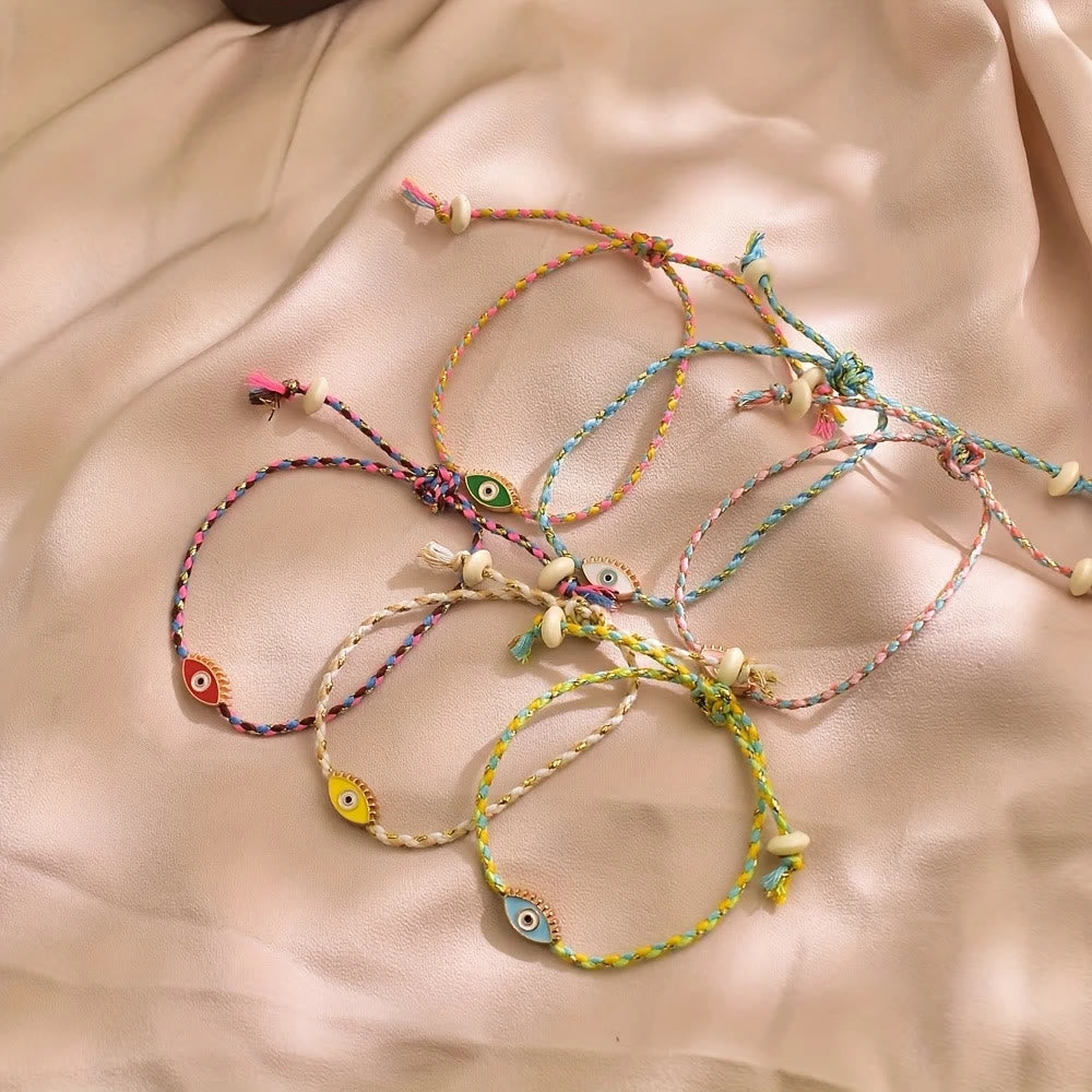 Olivenorma Alloy Colorful Evil‑Eye Tassel Design Blessing Symbol Bracelet - image 2