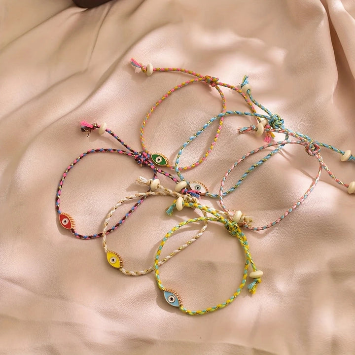 Olivenorma Alloy Colorful Evil‑Eye Tassel Design Blessing Symbol Bracelet - image 2