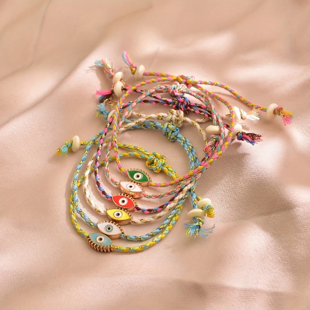 Olivenorma Alloy Colorful Evil‑Eye Tassel Design Blessing Symbol Bracelet - image 1