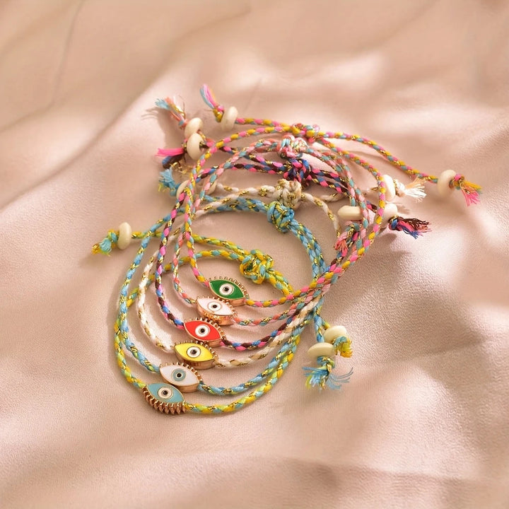 Olivenorma Alloy Colorful Evil‑Eye Tassel Design Blessing Symbol Bracelet - image 1