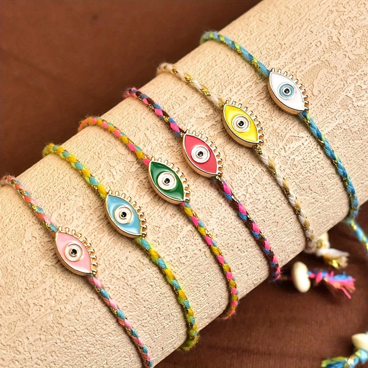 Olivenorma Alloy Colorful Evil‑Eye Tassel Design Blessing Symbol Bracelet - image 0