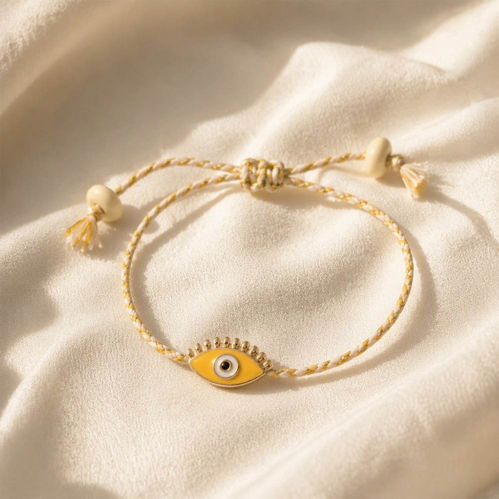 Olivenorma Alloy Colorful Evil‑Eye Tassel Design Blessing Symbol Bracelet - Yellow - image 5
