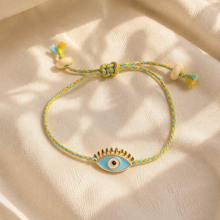 Olivenorma Alloy Colorful Evil‑Eye Tassel Design Blessing Symbol Bracelet - Blue - image 8