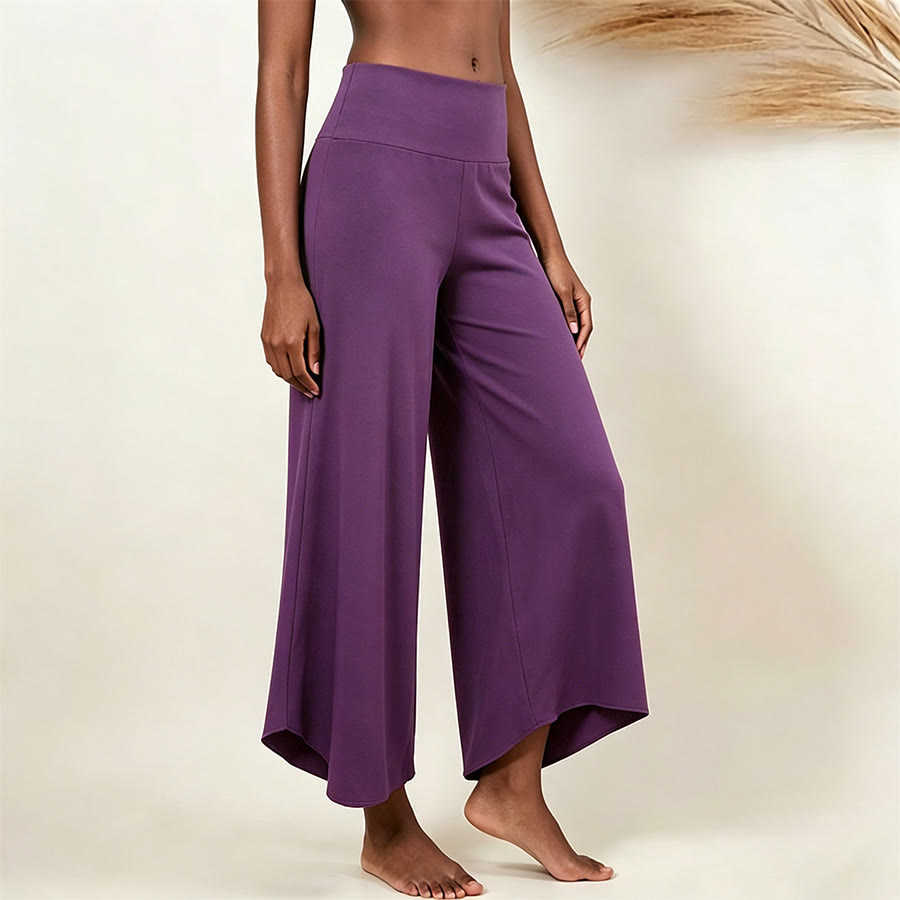 Olivenorma High-Waist Cropped Yoga Pants Plain Color Stretchy For Active & Lounge Wear Women's Flare Pants - image 1