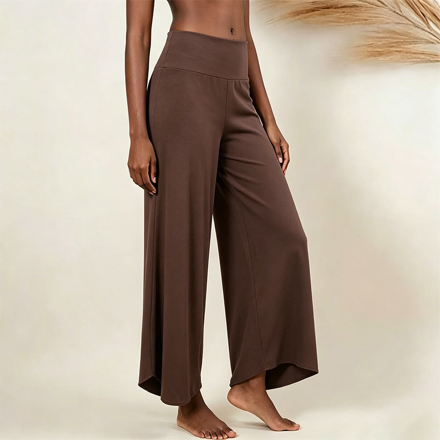 Olivenorma High-Waist Cropped Yoga Pants Plain Color Stretchy For Active & Lounge Wear Women's Flare Pants - Dark Brown - L - image 8