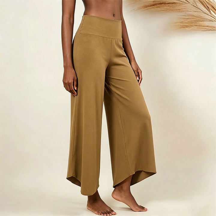 Olivenorma High-Waist Cropped Yoga Pants Plain Color Stretchy For Active & Lounge Wear Women's Flare Pants - Twilight Gold - L - image 11