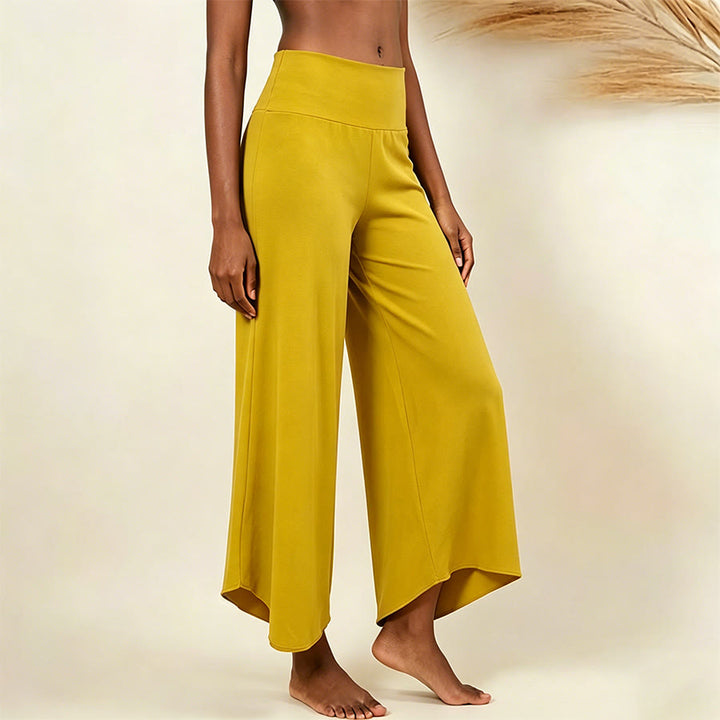 Olivenorma High-Waist Cropped Yoga Pants Plain Color Stretchy For Active & Lounge Wear Women's Flare Pants - Yellow - L - image 9
