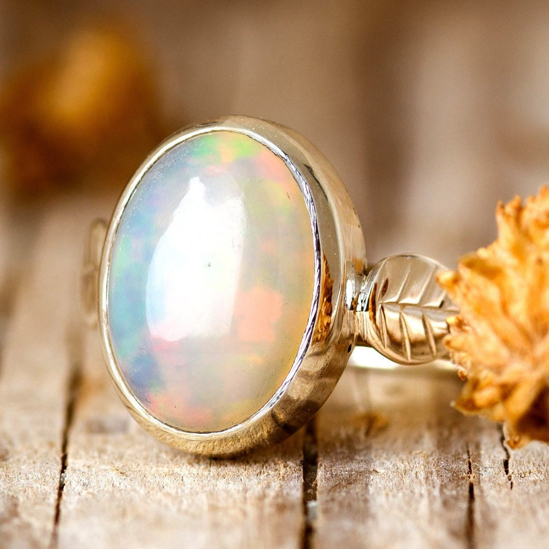 FREE Today: Boho Opal Stone Leaf Women Ring - US 13 - image 0