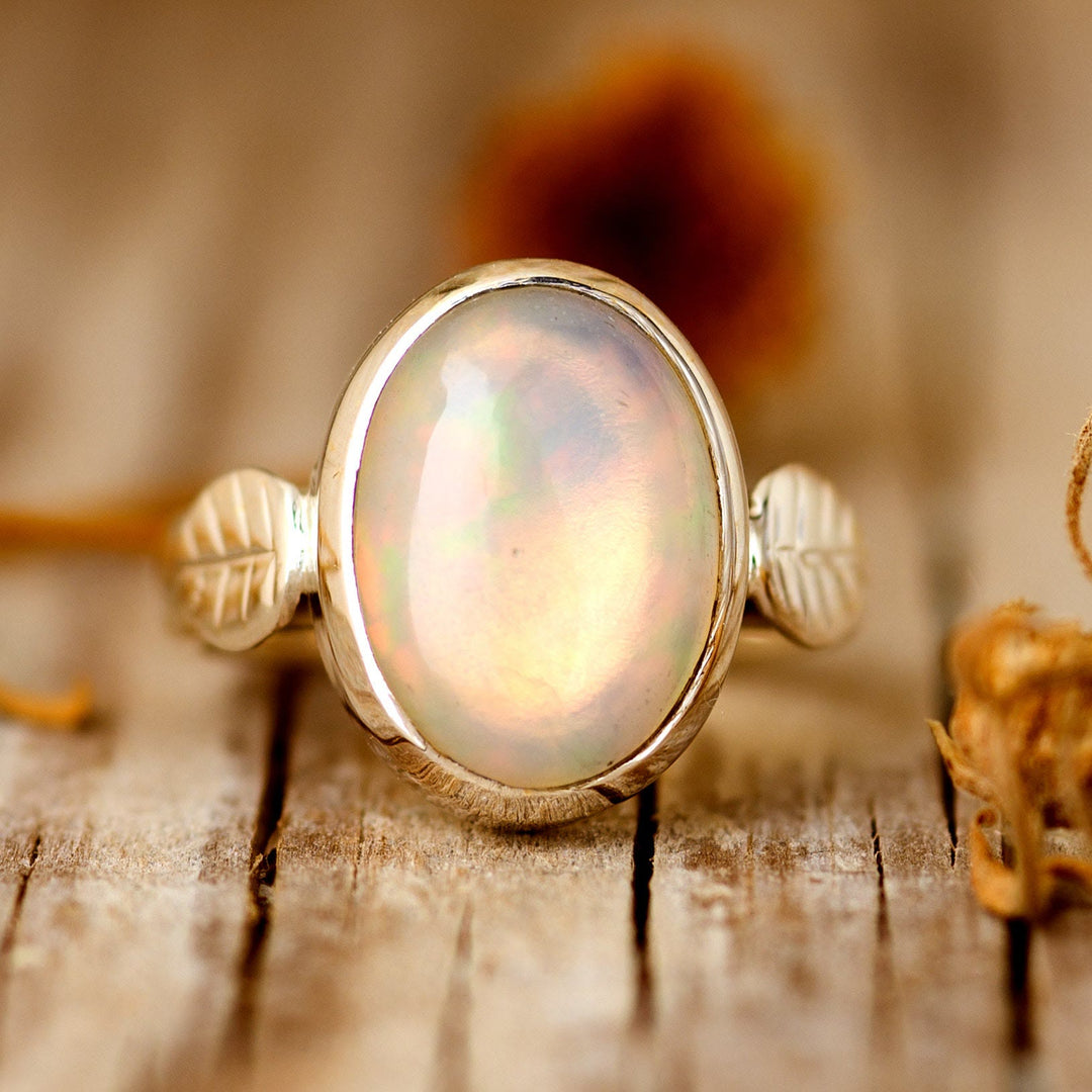 Olivenorma Boho Opal Stone Leaf Women Ring - image 4