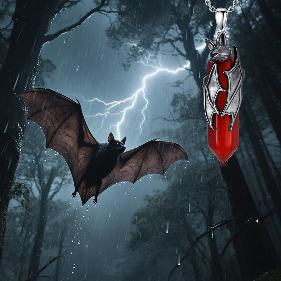 Olivenorma Gothic Vampire Bat Red Quartz Hexagonal Pendant Necklace Halloween Cosplay Jewelry - image 4