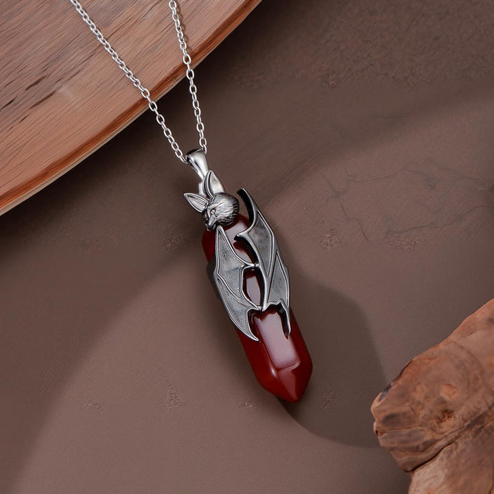 Olivenorma Gothic Vampire Bat Red Quartz Hexagonal Pendant Necklace Halloween Cosplay Jewelry - image 3