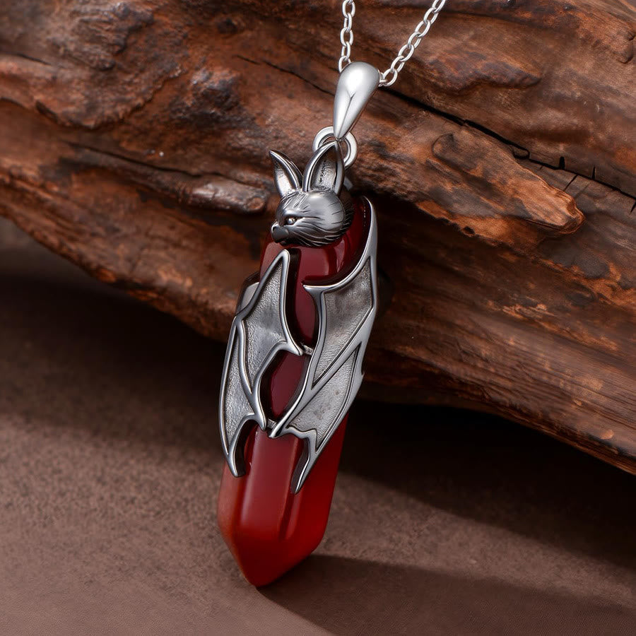 FREE Today: Gothic Vampire Bat Red Quartz Hexagonal Pendant Necklace Halloween Cosplay Jewelry - image 2