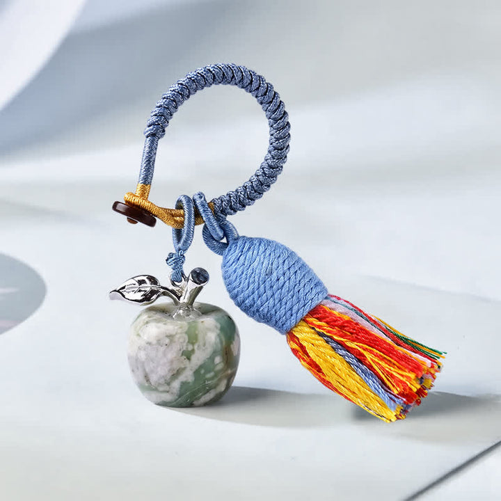 Olivenorma Crystal Apple‑Shaped Tassel Design Blessing Symbol Keychain - Auspicious Jade - image 35