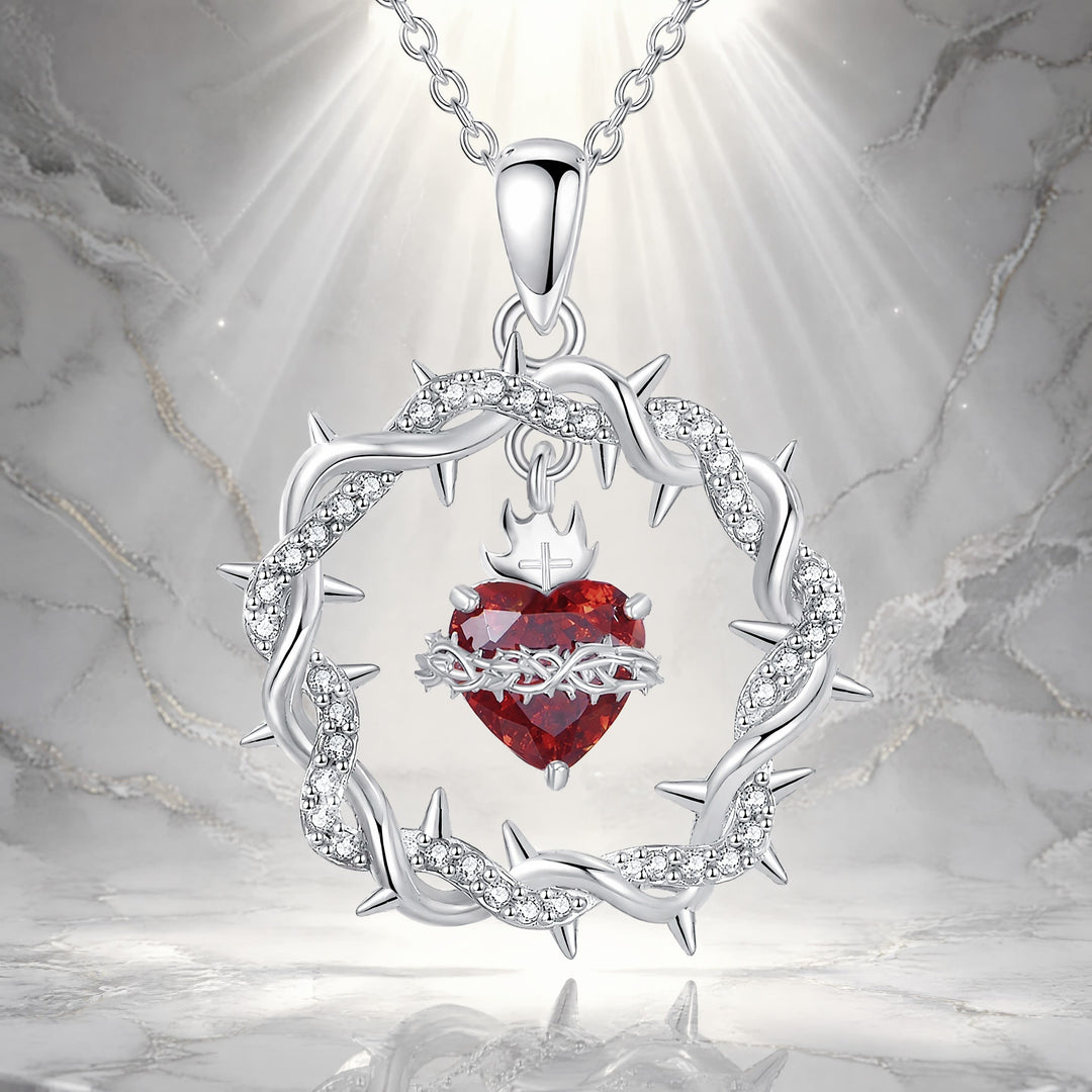 FREE Today: Crown of Thorns Necklace for Women Sacred Heart Jesus Pendant - Silver - image 7