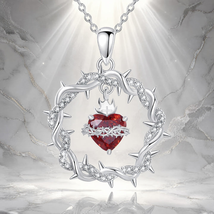 FREE Today: Crown of Thorns Necklace for Women Sacred Heart Jesus Pendant - Silver - image 7