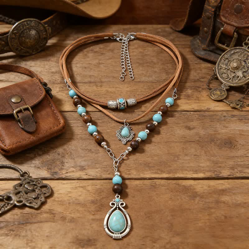 Olivenorma Turquoise Layered Necklace Design & Spiritual Protection Symbol - Turquoise - image 0