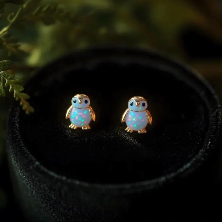 FREE Today: Tiny Frog Penguin Swan White Fire Opal Stud Animal Earrings Lover Gift - image 14