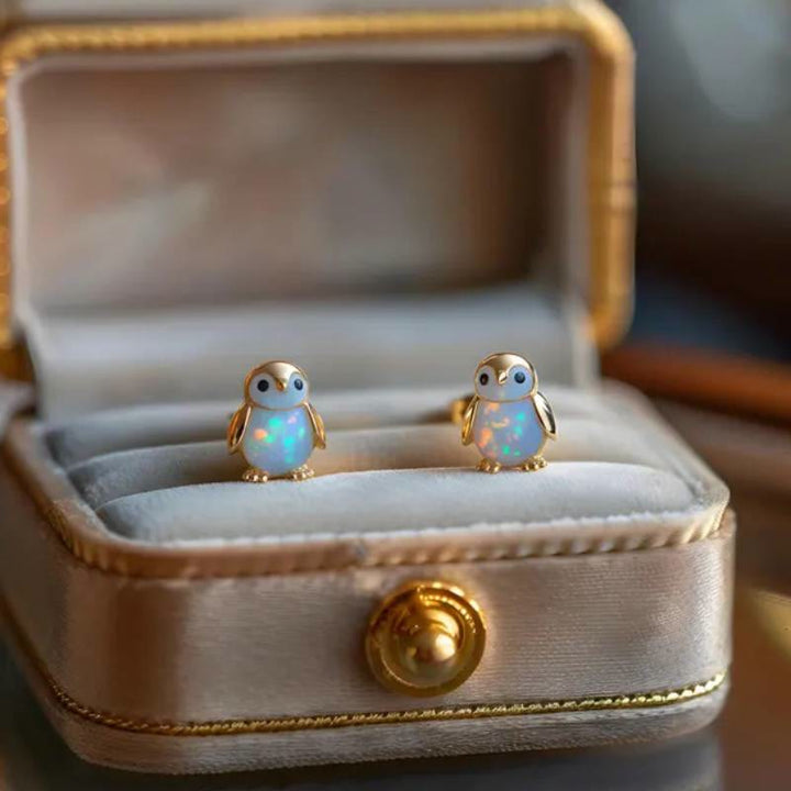 FREE Today: Tiny Frog Penguin Swan White Fire Opal Stud Animal Earrings Lover Gift - image 12