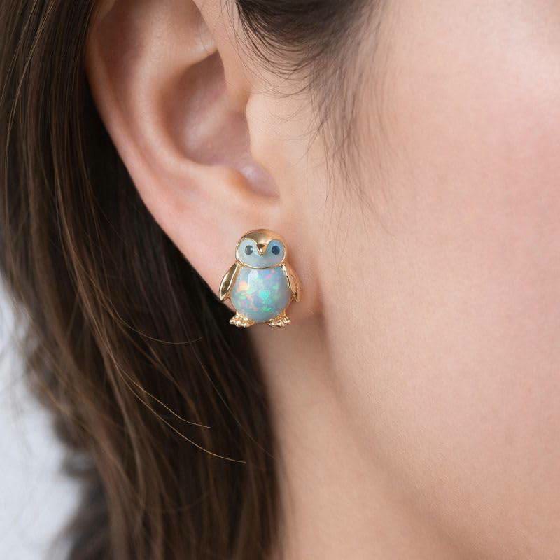 FREE Today: Tiny Frog Penguin Swan White Fire Opal Stud Animal Earrings Lover Gift - image 10