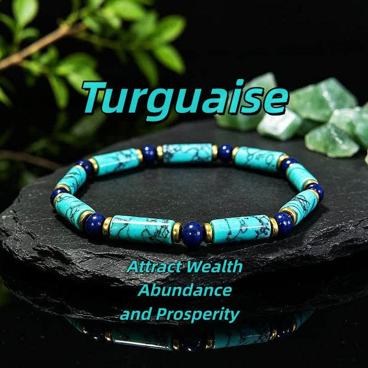 Olivenorma Natural Stone Beaded Design & Strength Protection Symbol Bracelet - Turquoise - image 17