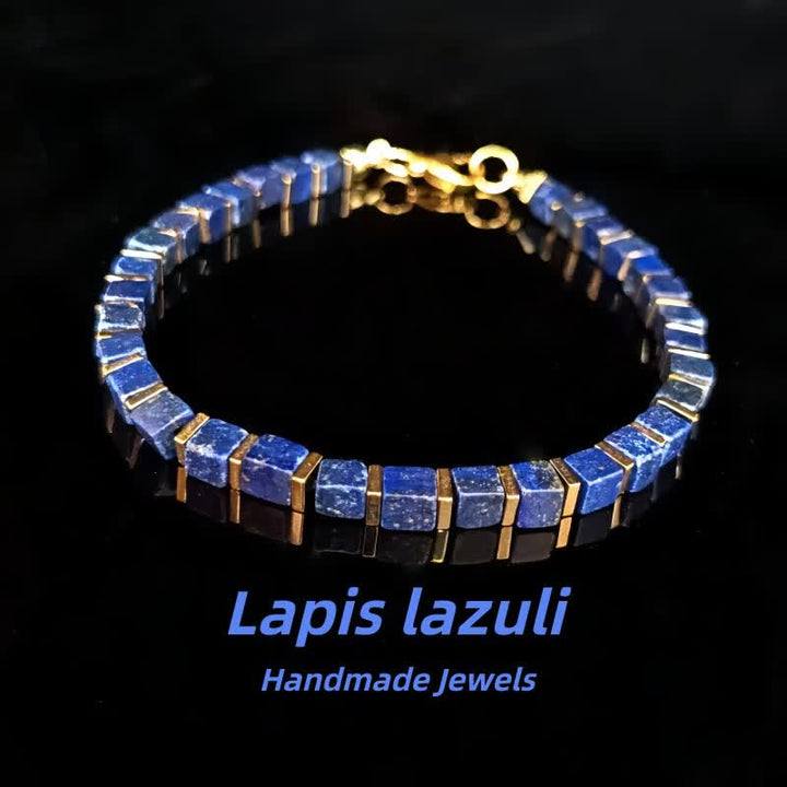 Olivenorma Natural Stone Beaded Design & Strength Protection Symbol Bracelet - Lapis Lazuli - image 6
