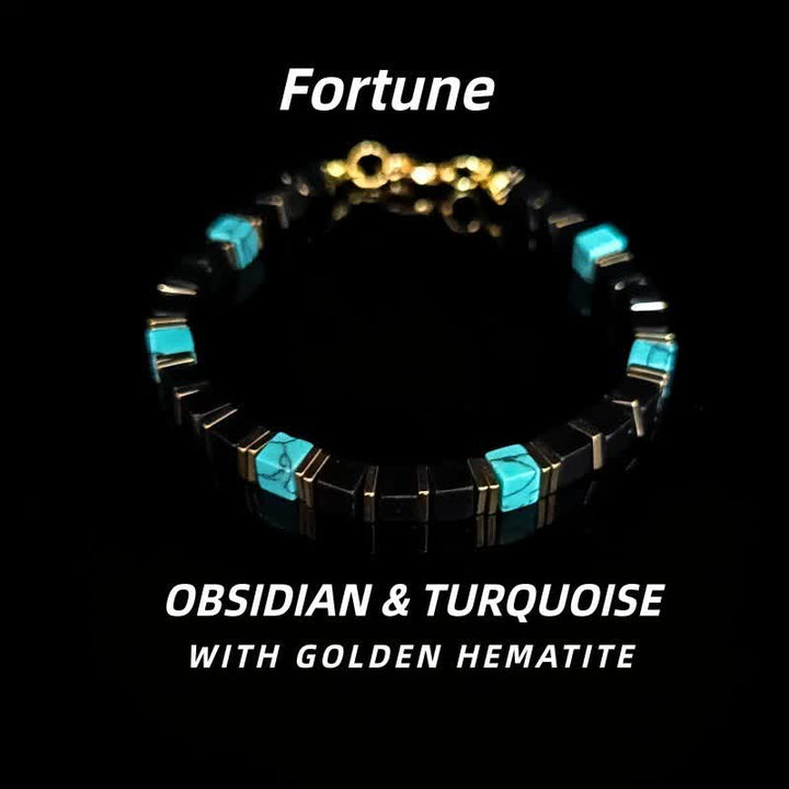 FREE Today: "Seize Opportunities" Black Onyx Labradorite Rectangular Beaded Natural Stone Healing Bracelet - Obsidian & Turquoise - image 8