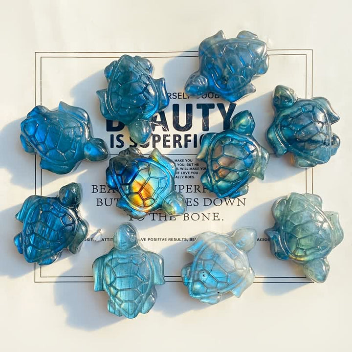 Olivenorma Labradorite Turtle Figurine Design Symbolizes Wisdom Decoration - Labradorite - image 0